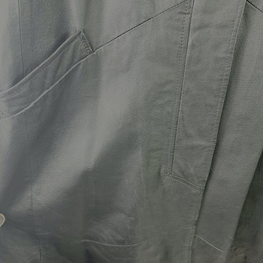 Winlit Black Leather Trench Coat Womens Size Small Long Jacket Vtg 80s Retro - Picture 10 of 10